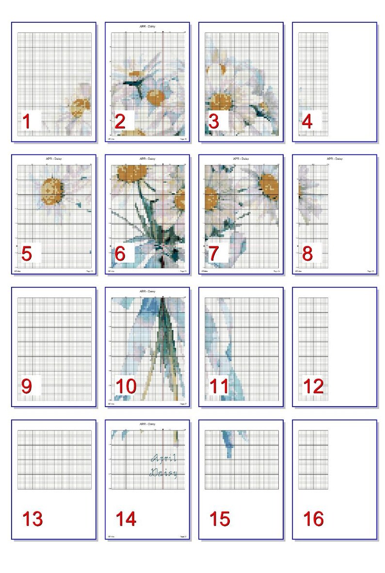 April Daisy Birth Flower Cross Stitch Pattern: Floral Embroidery (PDF Digital Download) image 8