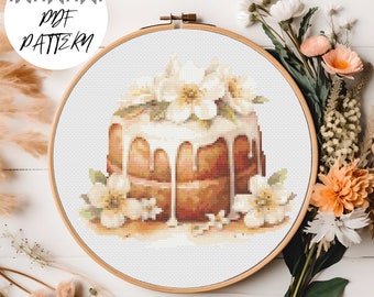 イースターケーキ - イースタークロスステッチパターン、PDFパターン、イースター刺繍、DIY、ケーキ刺繍装飾