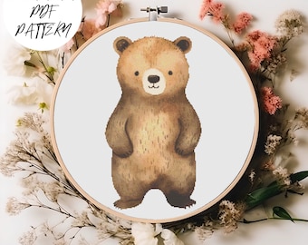 Bear Cross Stitch Pattern - Nursery Decor (PDF Pattern