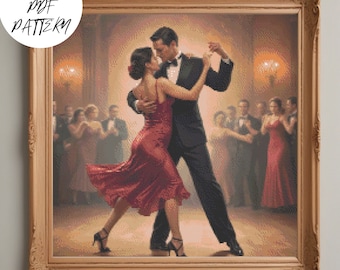 Tango Couple Cross Stitch Pattern, Dance Embroidery (PDF Pattern)