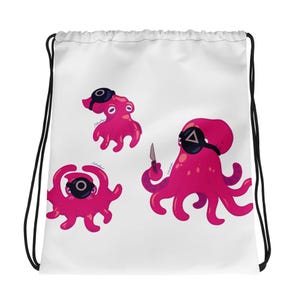 Squid Squad Drawstring Bag – Funny Octopus Bag for Gamers, Nerds & Fans