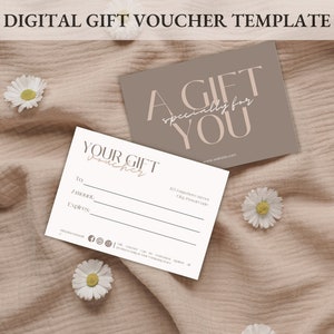 Modello di buono regalo, buono regalo moderno, buono regalo modificabile, carta regalo stampabile, coupon, buono regalo fai da te, personalizzato per il tuo marchio