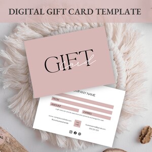 Modello di carta regalo digitale Dusty Rose / Modificabile e stampabile / Completamente personalizzabile in Canva / 5,5x3,9 pollici
