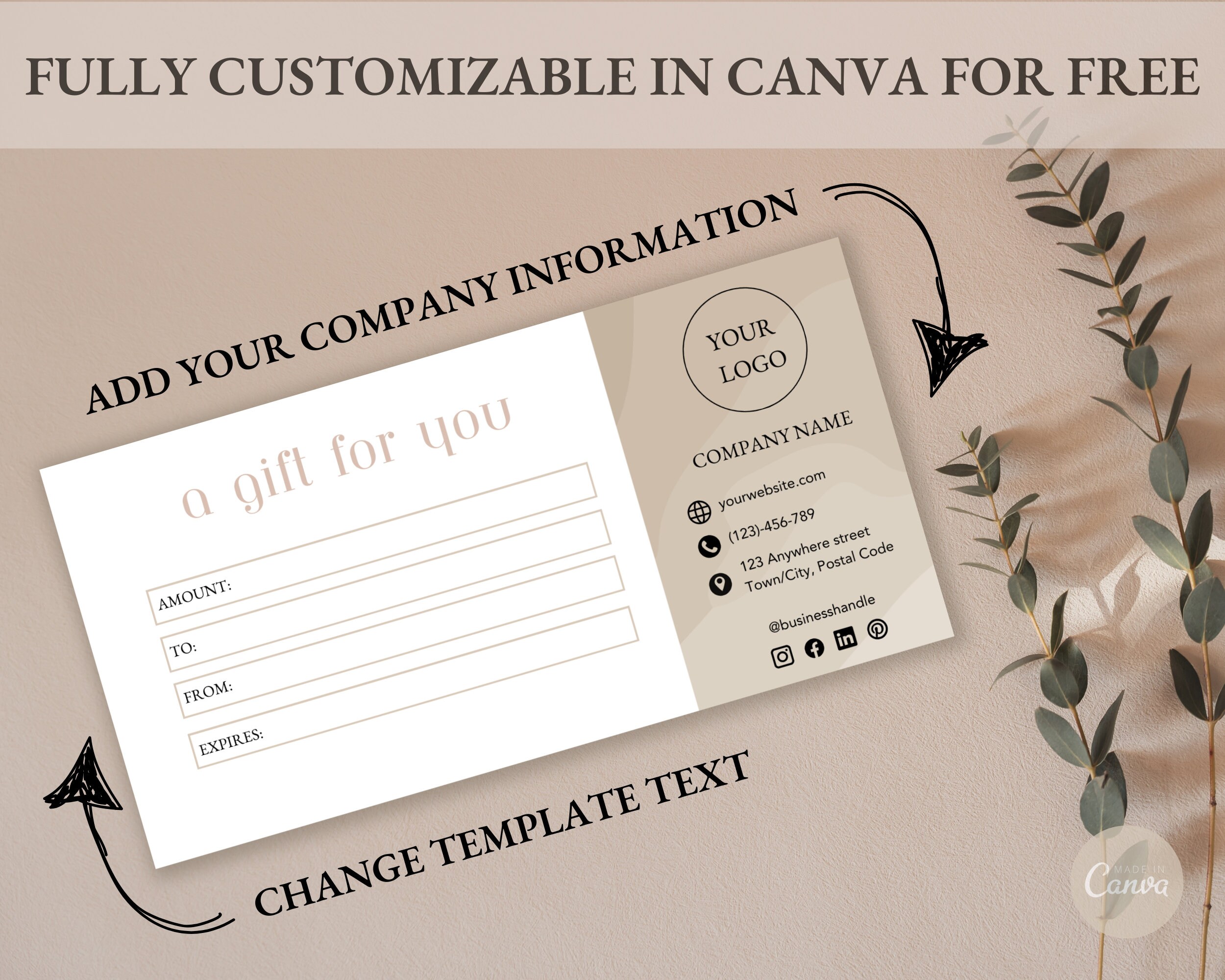 Digital Gift Certificate Template Digital Dowlnad e gift Card fancy Digital Gift Certificate Template Digital Dowlnad e gift Card fancy