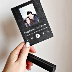 Personalized Our Song Polaroid Photo Frame | Custom Music Plaque Picture Stand | Spotify-Style Photo Display | Valentine’s Day Gift