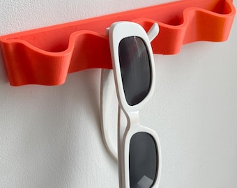 Wall-Mounted Sunglasses Holder | Minimalist Wavy Accessories Organizer | Wall Hanger for Mudroom Holds 4 Pairs