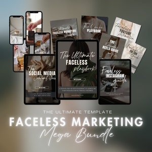 Ultimate Faceless Marketing MEGA Bundle: 100 estetycznych filmów + 8 poradników, generuj pasywny dochód ze sprzedaży produktów cyfrowych Faceless MRR/PLR