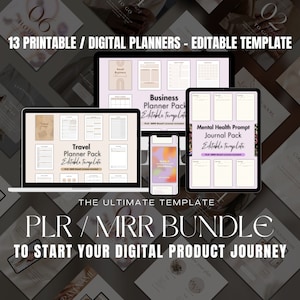 PLR/MRR Planner Bundle 13 Planners over 600 pages with Master Resell Rights Printable Canva Template Commercial Use Digital Product Business