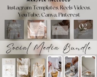 2024 MRR social media-bundel: 100 gezichtsloze esthetische rollen, 200+ Instagram-sjablonen, Pinterest-sjablonen, masterproducten voor doorverkooprechten