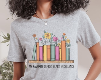 Black Excellence Bookshelf Sweater, Black History Month, African American Books,Woman Shirts, Civil Rights Books, Black Pride Teacher Tee