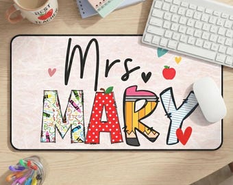 Personalisierte Name Lehrer Schreibtischmatte, benutzerdefinierte Maus Pads, Schreibtischmatte für Lehrer, Geschenk für Erzieher, Lehrer Klassenzimmer, Geschenk zum Schulanfang