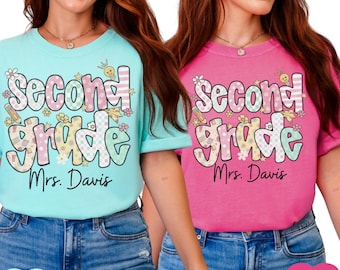 Camiseta personalizada para maestra de segundo grado: camiseta de regreso a clases