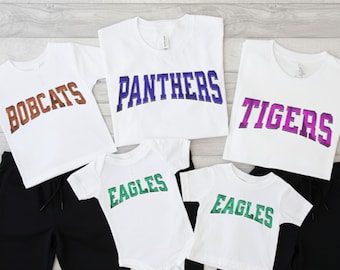Aangepast T-shirt schoolmascotte, aangepaste naamcadeaus voor terug naar school, aangepast sport-T-shirt, shirt teammascotte, T-shirt schoollogo