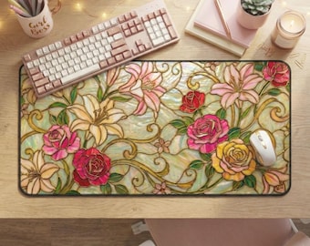 Buntglas-Effekt Floral Mousepad, Office Decor Accessoires