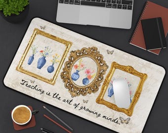 Teacher desks, Chinoiseries decor, School mouse pad, Desk mat for teachers, Teacher desk classroom, Classroom desk gift, Flower decorators