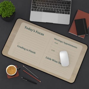 Teacher Desk Mat, Reminders desk pad, large mouse pad, office workspace, computer accessories, Teacher Appreciation Gift, Back to School