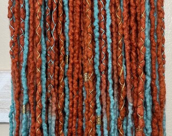 Copper/Aqua Wool Dreads