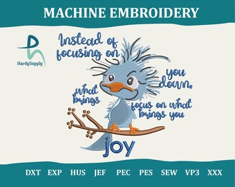 Blue Birds Machine Embroidery, Funny Birds Design Embroidery, Mini Animals Digital Embroidery, 5 Size Pattern File, Dst Pes File, Download