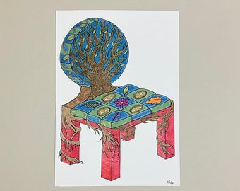 Tree Chair - Original A5 Illustration
