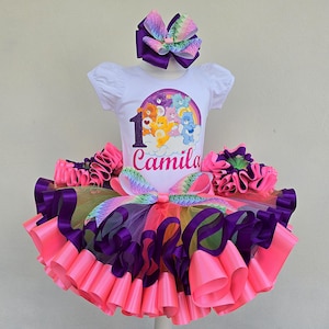 Rainbow Bears Birthday Tutu Outfit: Personalized Bodysuit & Headband