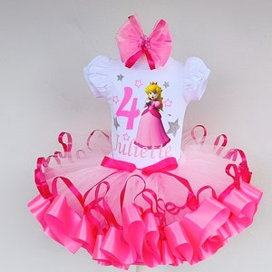 Princess Peach Birthday Tutu Outfit: Baby Girl Party Set