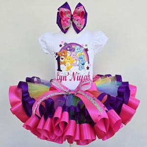 Rainbow Bears Birthday Tutu Outfit: Personalized Bodysuit & Headband