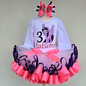 Pony birthday tutu costume, Purple Pony Baby girl Custom birthday outfit