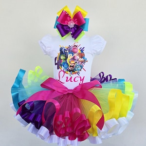 Inside Out 2 birthday Rainbow tutu costume, Emotions Baby girl Custom birthday outfit