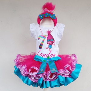 Poppy Troll Birthday outfit, Trolls Personalized Custom Outfit Girl.