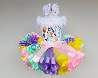 Blue Dog Birthday Personalized Tutu outfit for baby girl, bandit Birthday Tutu Set.