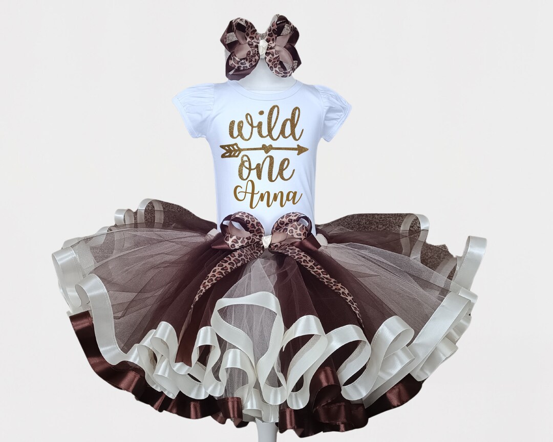 Girls Personalized Birthday Wild One Animal Cheetah Print Tutu Set Outfit