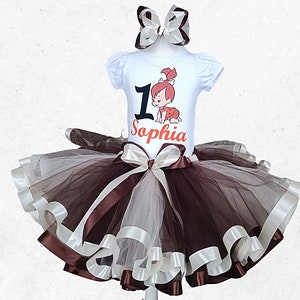 Pebbles Ribbon Tutu outfit, Pebbles Costume for Toddler.