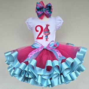 Poppy Troll Birthday outfit, Trolls Personalized Custom Outfit Girl.