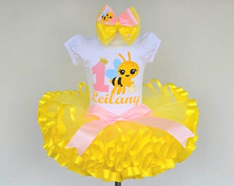Little Bee Birthday Tutu Outfit: Personalized costume