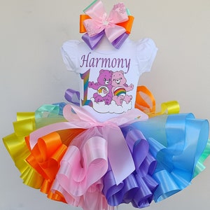Personalized Rainbow Birthday Tutu Outfit: Bears Bodysuit & Headband