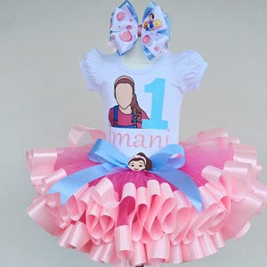 Baby Girl Birthday Tutu Outfit: Personalized Blue Dog Set