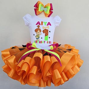 Pebbles Birthday outfit, Pebbles Personalized Custom tutu set Girl.