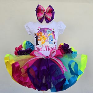 Rainbow Bears Birthday Tutu Outfit: Personalized Bodysuit & Headband