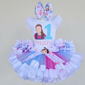 Baby Girl Birthday Tutu Outfit: Personalized Blue Dog Set