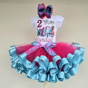 Poppy Troll Birthday outfit, Trolls Personalized Custom Outfit Girl.