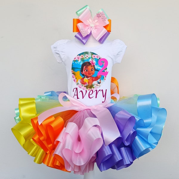 Moana Birthday Tutu Outfit, Hawaiian princess Moana tutu set for baby girl