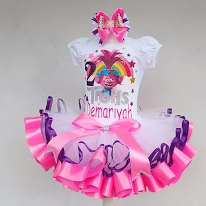 Poppy Troll Birthday outfit, Trolls Personalized Custom Outfit Girl.