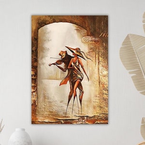 Violinist and Woman Canvas Art, Musician Wall Decor, Classical Music Painting, Music Lover Gift