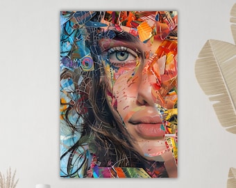 Fragmented Spectrum, Colorful Portrait, Abstract Art, Autism Awareness, Ready To Hang Wall Art