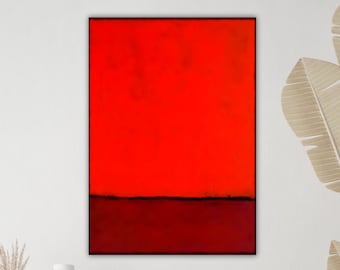 Minimal Red Canvas Painting, Mark Rothko Abstract Art, Modern Wall Decor, Minimalist Design