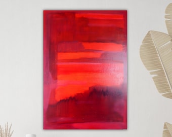 Mark Rothko Red Abstract Painting, Modern Wall Art Decor, Large Canvas Artwork, Minimalist Home Decoration