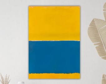 Yellow and Blue Mark Rothko Canvas Wall Art, Modern Abstract Painting, Home Decor, Blue and Yellow Art