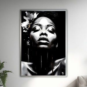 Monochrome Elegance Canvas, Abstract Feminine Portrait, Black and White Wall Art, Bold Minimalist Artwork, Ready to Hang