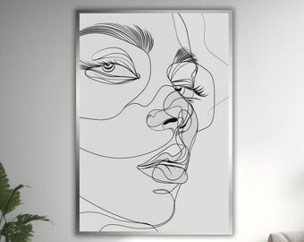 Elegant Simplicity, Single Line Art, Woman's Face, Minimalist Design, Modern Wall Art, Ready To Hang Décor