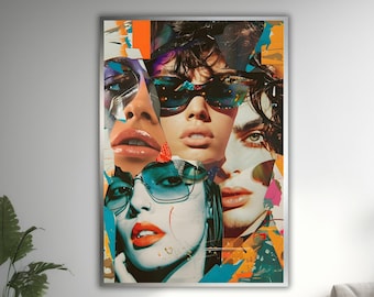 Vibrant Expressions, Youth Group, Pop Art, Colorful Portrait, Modern Wall Art, Ready To Hang Décor